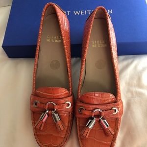 Stuart Weitzman Orange Tassel Loafers Flats size 6